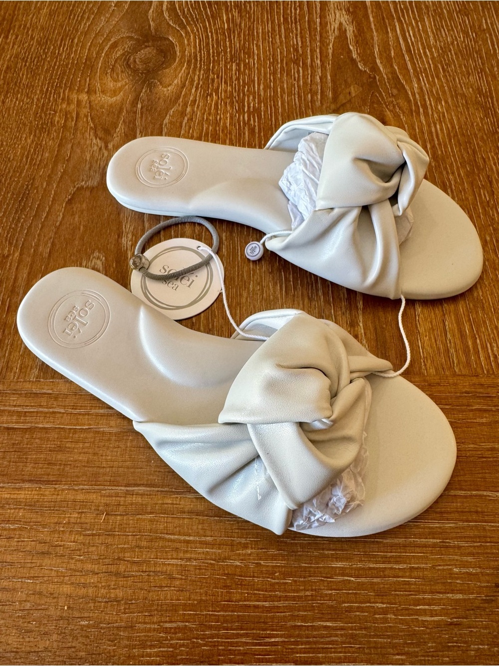 NEW white Solei Sea Nottie knotted slide sandals 8